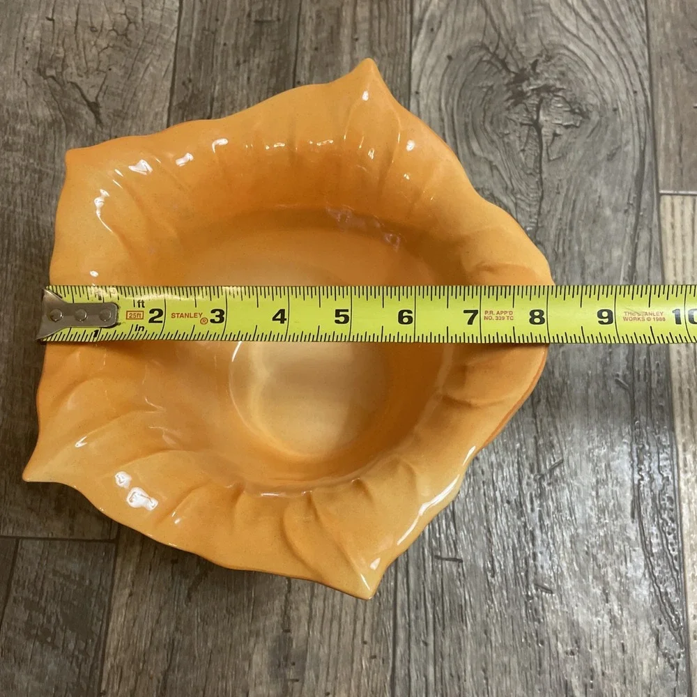 VTG Squash Gourd Flower Vase Bowl Planter Orange & Green Ceramic Italy‎